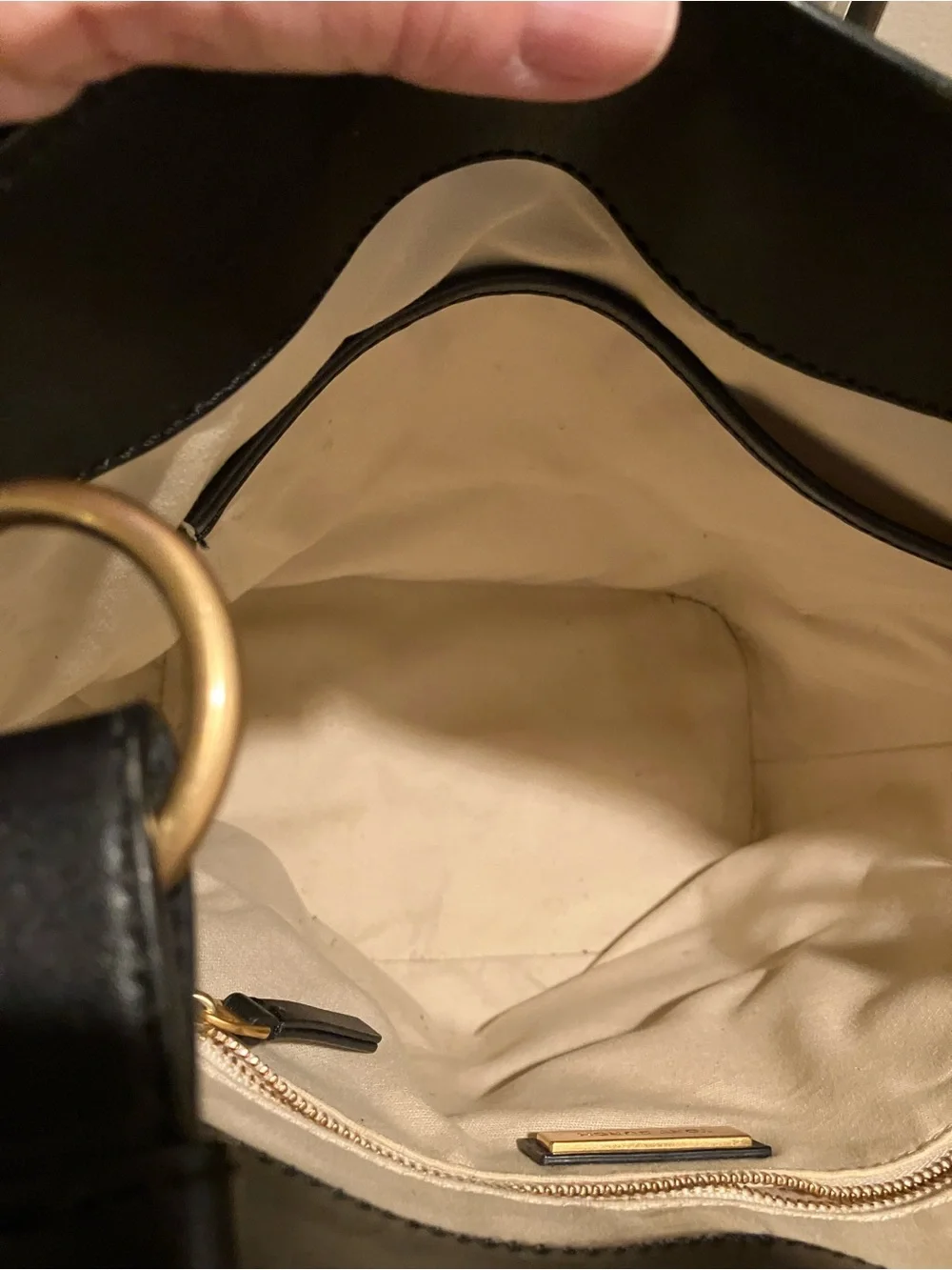 Tory Burch Black Leather Logo Bucket Shoulder Bag